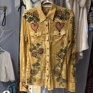 Mechant Yellow Floral Button Down Shirt